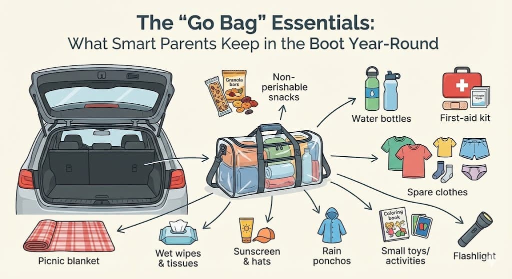 The difference between "let's go to the beach!" and "we can't, we don't have anything" is one well-stocked bag in the car.