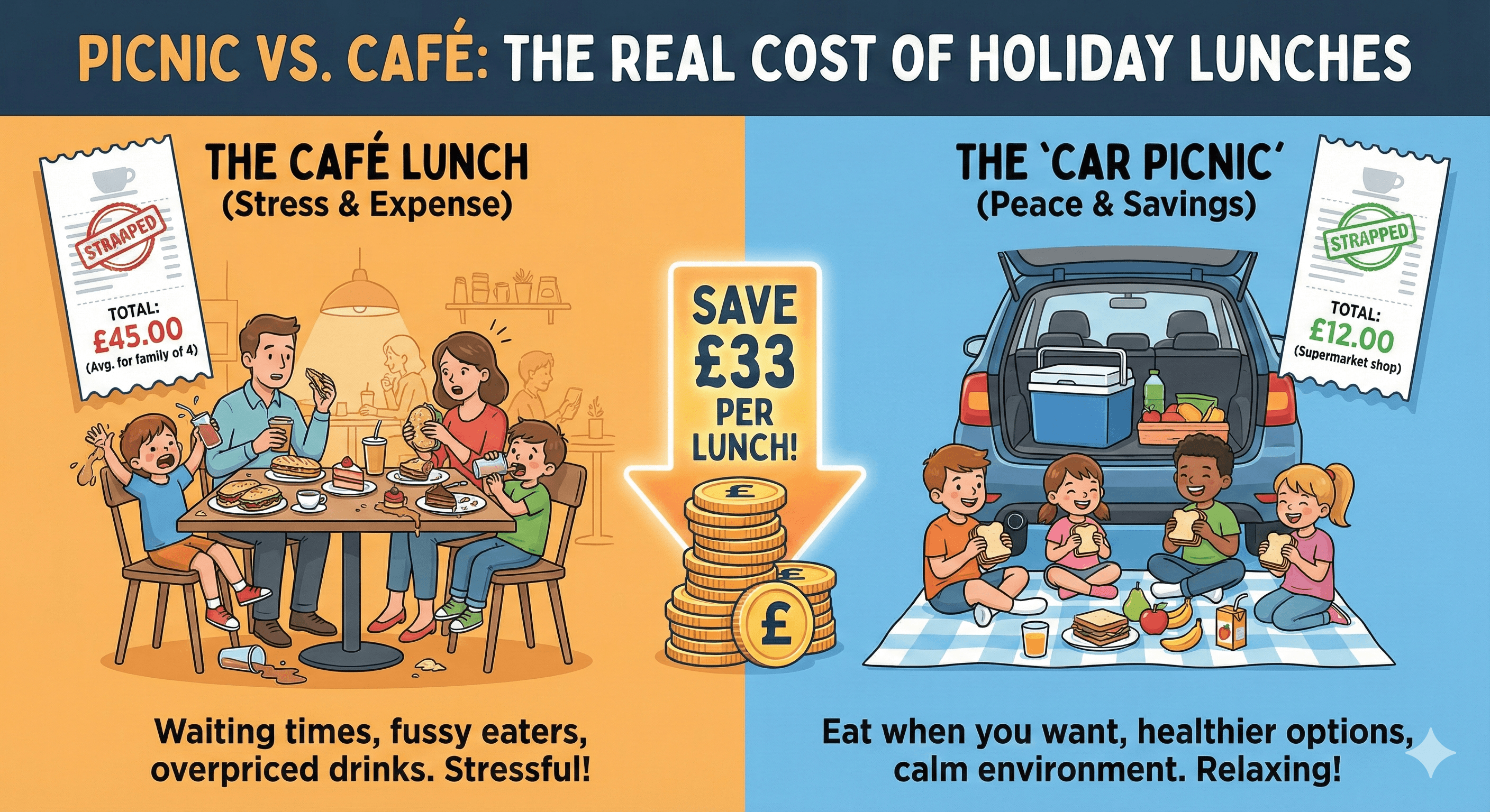 That "quick Costa stop" is costing you more than you think. Here's the maths—and 15 five-minute picnic ideas that aren't just sad sandwiches.